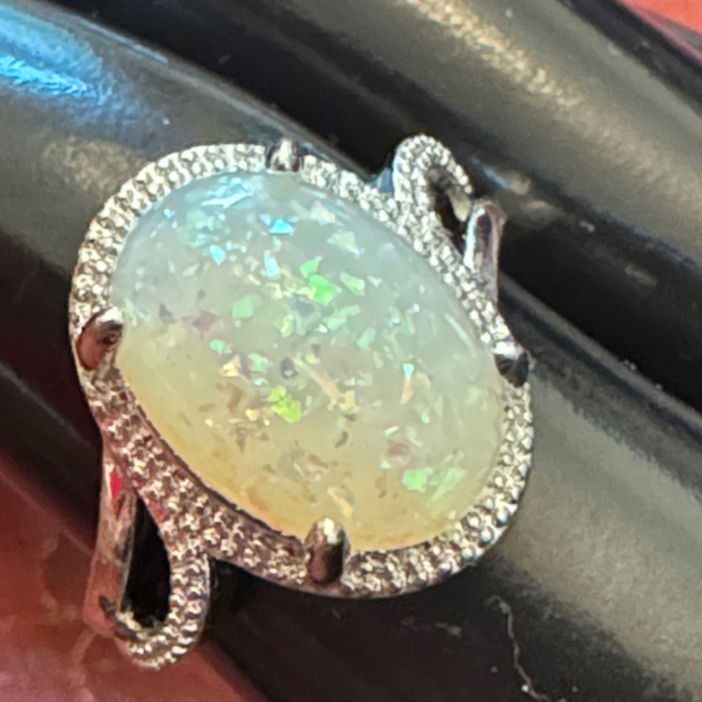 925 Sterling Silver Faux Fire Opal